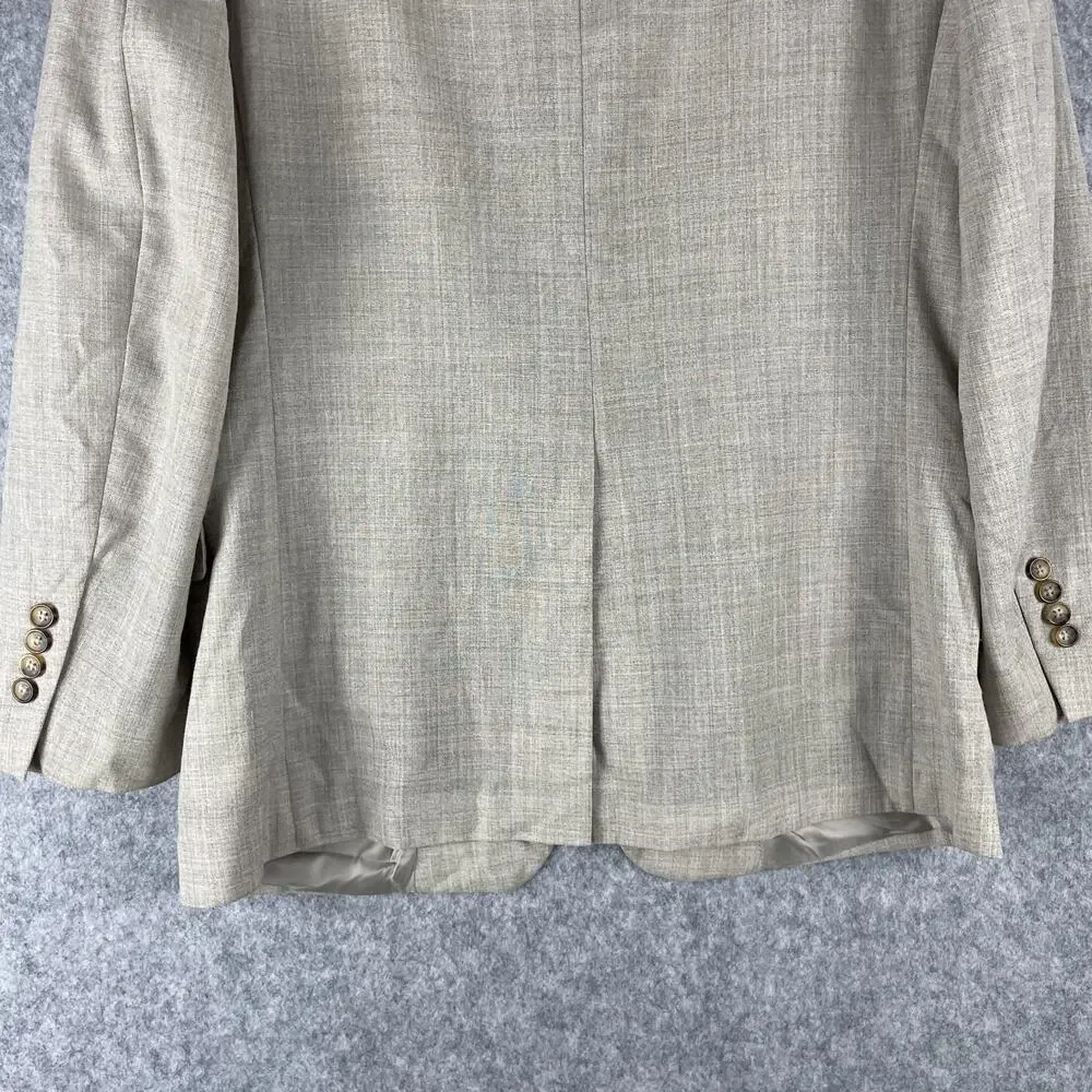 Brooks Brothers‎ Regent Fit Blazer Sport Coat Mens 42R Beige Wool Ramie 2 Button